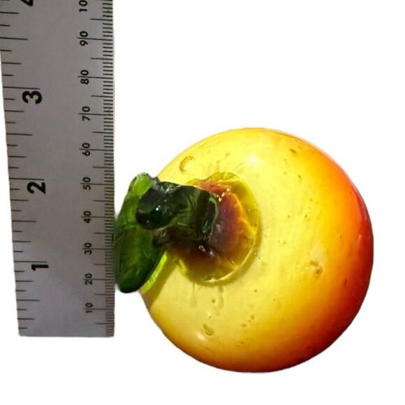 Glass Fruit Peaches Hand Blown One Large One Small READ Description - Picture 6 of 7